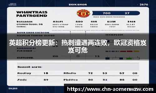 英超积分榜更新:热刺遭遇两连败,欧冠资格岌岌可危